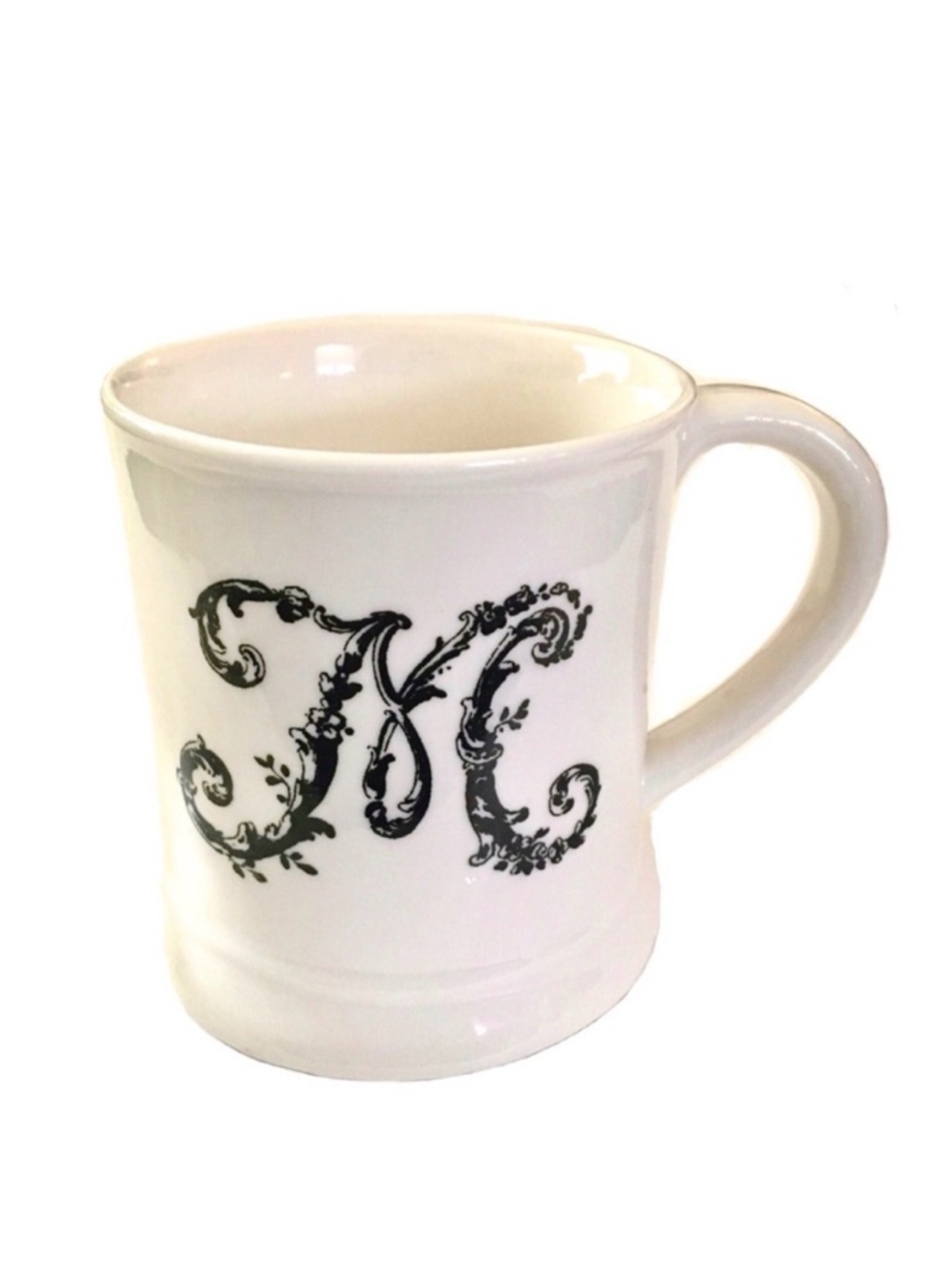 🆕 Letter "M" Ceramic Coffee Mug in Vine Motif
